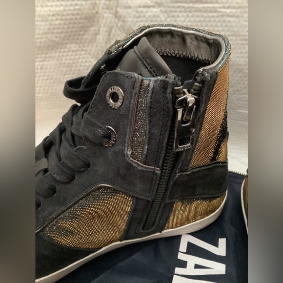 Zadig & Voltaire High Flash Shift Sparkle Leather Sneakers High Tops Sz 39 NWOB - Picture 3 of 15